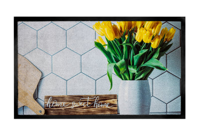45x75 deurmat Home sweet home tulips hamat