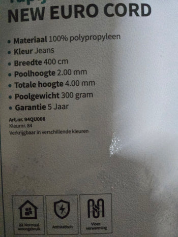1250x400 tapijt jeans blauw C71/0